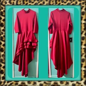 👑✅PRICE FIRM✅NO OFFERS 👑Beautiful Red Dress Long Hi-Low Ruffle.